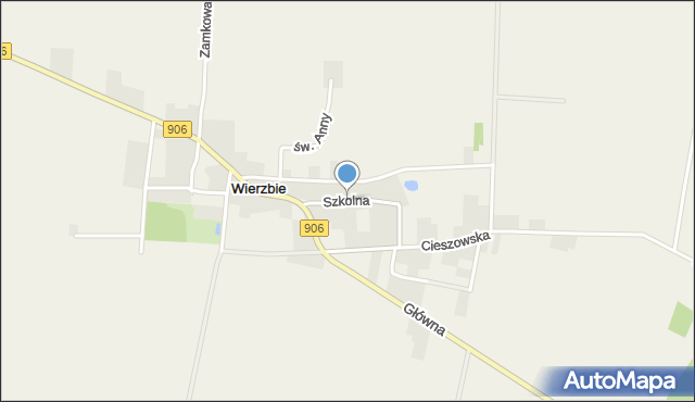 Wierzbie gmina Koszęcin, Szkolna, mapa Wierzbie gmina Koszęcin