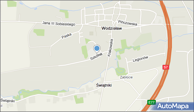 Wodzisław, Szkolna, mapa Wodzisław