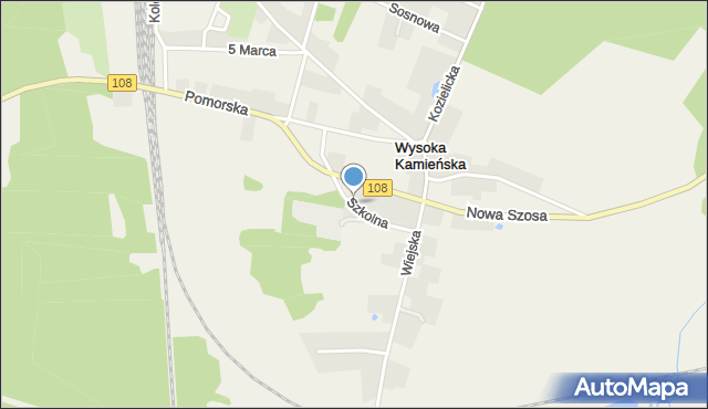 Wysoka Kamieńska, Szkolna, mapa Wysoka Kamieńska