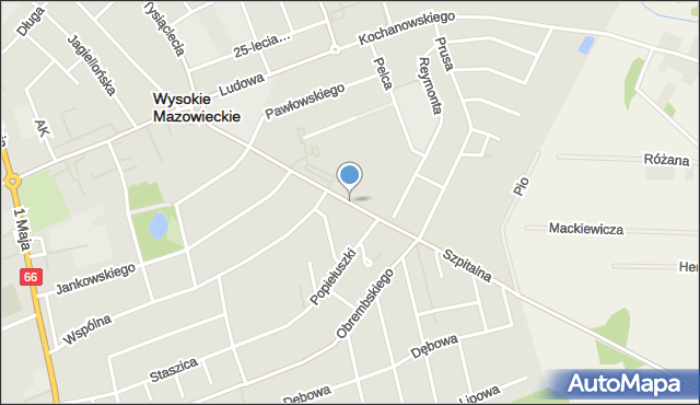 Wysokie Mazowieckie, Szpitalna, mapa Wysokie Mazowieckie