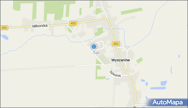 Wyszanów gmina Wieruszów, Szkolna, mapa Wyszanów gmina Wieruszów