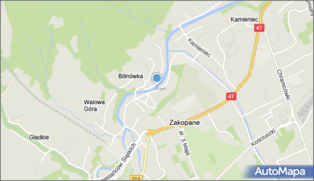 Zakopane, Szkolna, mapa Zakopanego