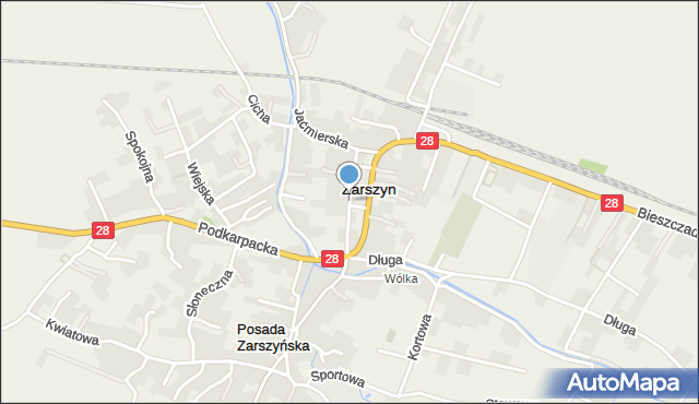 Zarszyn, Szkolna, mapa Zarszyn