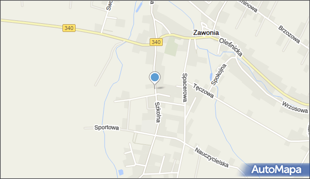 Zawonia powiat trzebnicki, Szkolna, mapa Zawonia powiat trzebnicki