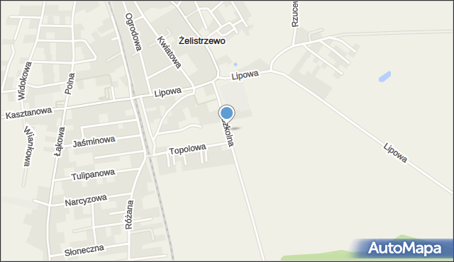 Żelistrzewo, Szkolna, mapa Żelistrzewo