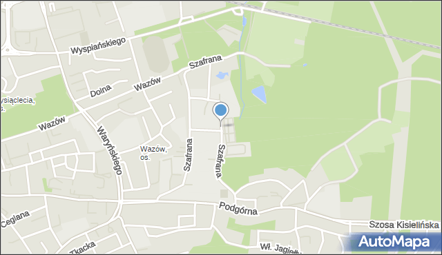 Zielona Góra, Szafrana Zygmunta, prof., mapa Zielona Góra