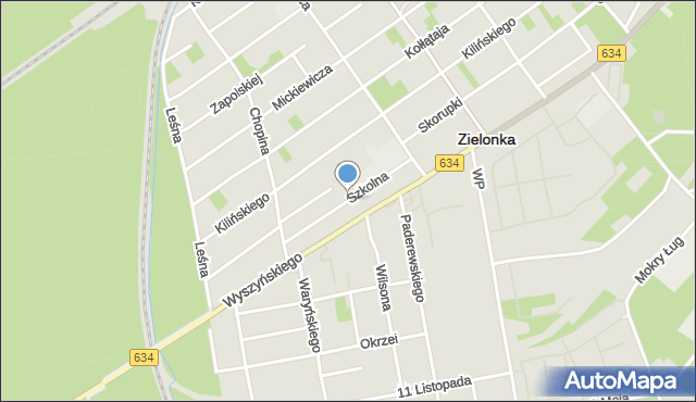 Zielonka powiat wołomiński, Szkolna, mapa Zielonka powiat wołomiński