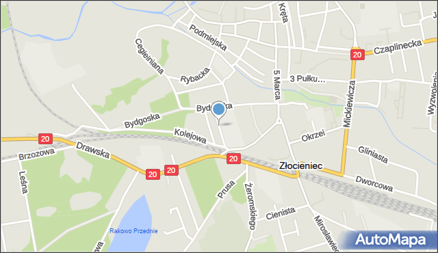 Złocieniec, Szkolna, mapa Złocieniec