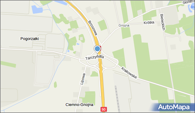 Ciemno-Gnojna, Tarczyńska, mapa Ciemno-Gnojna