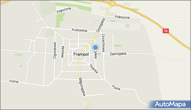 Frampol powiat biłgorajski, Targowa, mapa Frampol powiat biłgorajski