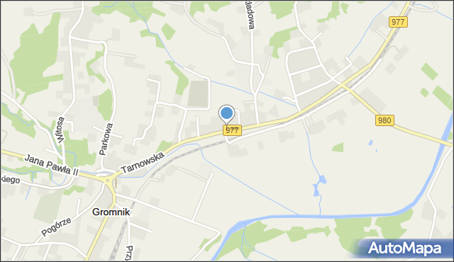 Gromnik powiat tarnowski, Tarnowska, mapa Gromnik powiat tarnowski