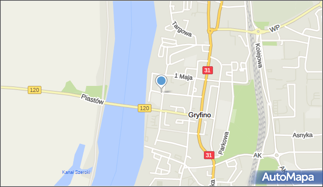 Gryfino, Targowisko Miejskie, mapa Gryfino
