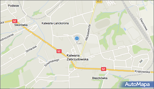 Kalwaria Zebrzydowska, Targowa, mapa Kalwaria Zebrzydowska