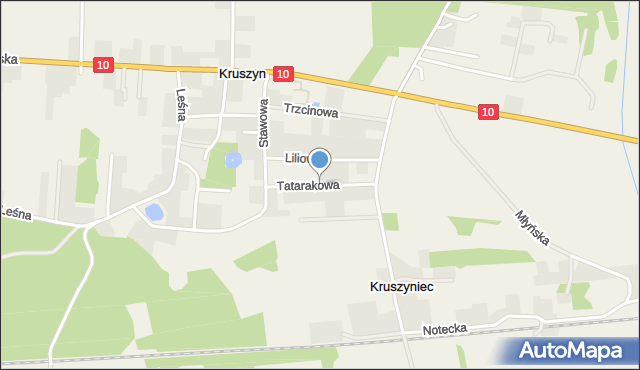 Kruszyn gmina Sicienko, Tatarakowa, mapa Kruszyn gmina Sicienko