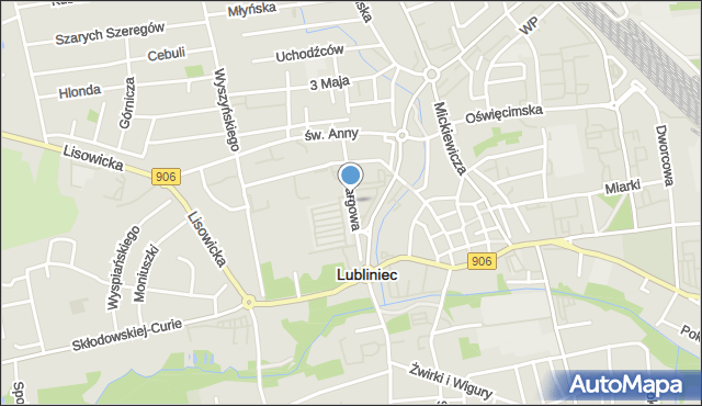 Lubliniec, Targowa, mapa Lubliniec