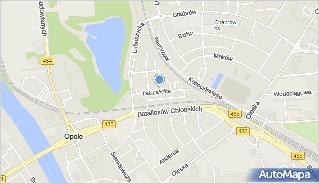 Opole, Tatrzańska, mapa Opola