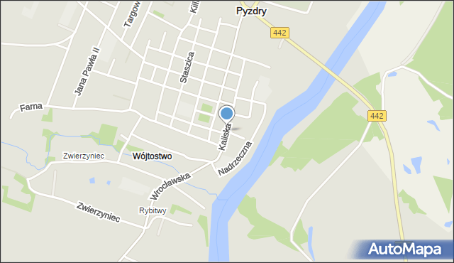 Pyzdry, Taczanowskiego, mapa Pyzdry