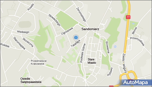 Sandomierz, Tatarska, mapa Sandomierza