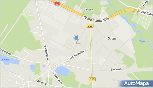 Szczecin, Tartaczna, mapa Szczecina