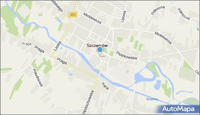 Szczerców, Targowa, mapa Szczerców