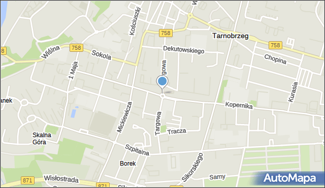 Tarnobrzeg, Targowa, mapa Tarnobrzegu