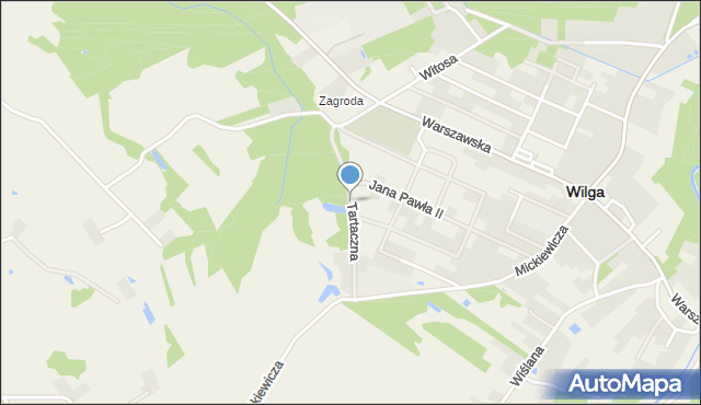 Wilga, Tartaczna, mapa Wilga