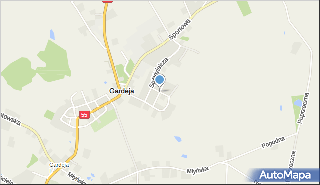 Gardeja, Tęczowa, mapa Gardeja