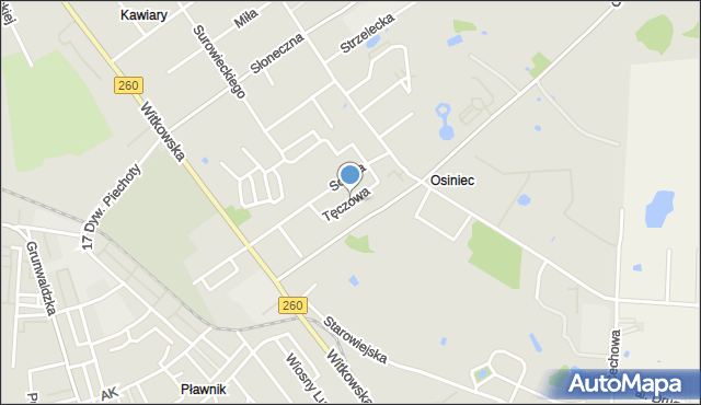 Gniezno, Tęczowa, mapa Gniezna