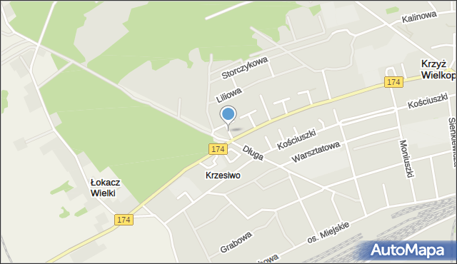 Krzyż Wielkopolski, Tęczowa, mapa Krzyż Wielkopolski