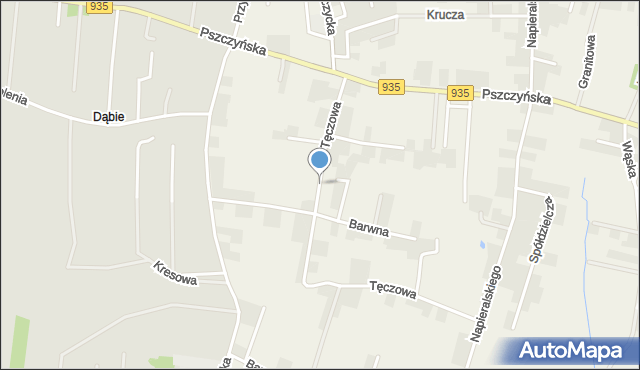 Rudziczka gmina Suszec, Tęczowa, mapa Rudziczka gmina Suszec
