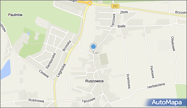 Ruszowice gmina Głogów, Tęczowa, mapa Ruszowice gmina Głogów