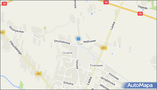 Szczerców, Tenusa Tomasza, mapa Szczerców