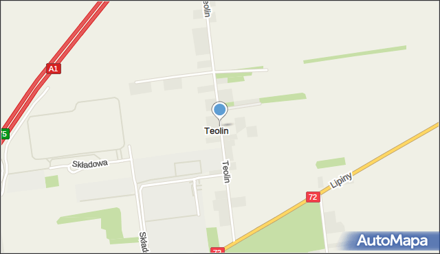Teolin gmina Nowosolna, Teolin, mapa Teolin gmina Nowosolna