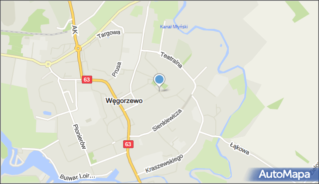 Węgorzewo, Teatralna, mapa Węgorzewo