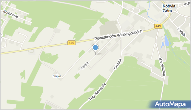 Kobyla Góra powiat ostrzeszowski, Thiela Stanisława, mapa Kobyla Góra powiat ostrzeszowski