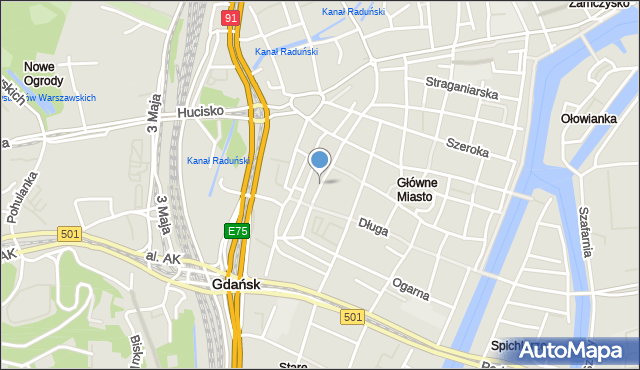 Gdańsk, Tkacka, mapa Gdańska