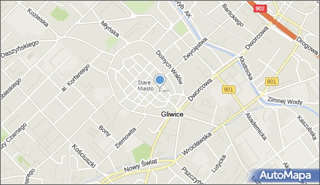 Gliwice, Tkacka, mapa Gliwic