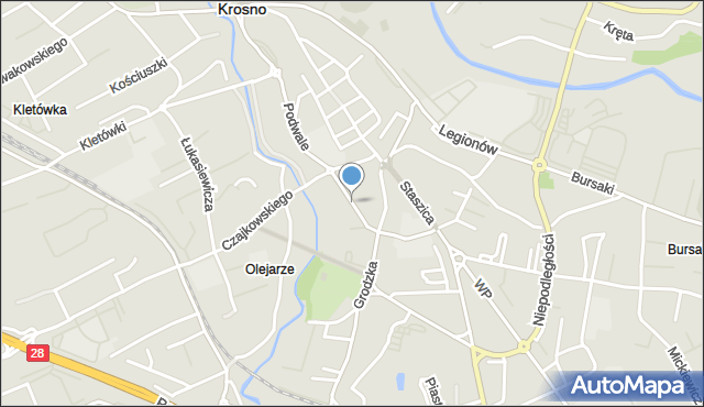 Krosno, Tkacka, mapa Krosna