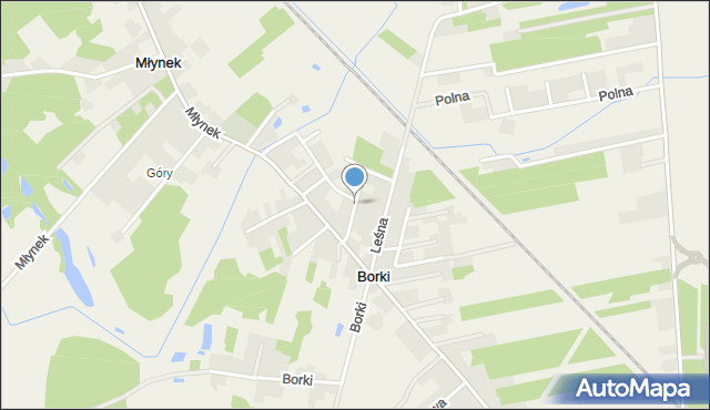 Borki gmina Koło, Topolowa, mapa Borki gmina Koło
