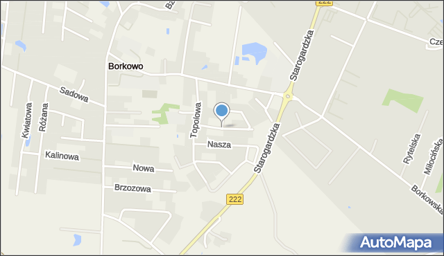 Borkowo gmina Pruszcz Gdański, Topolowa, mapa Borkowo gmina Pruszcz Gdański