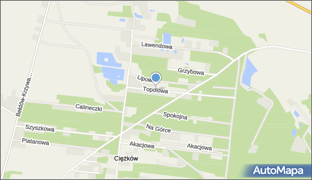 Ciężków gmina Aleksandrów Łódzki, Topolowa, mapa Ciężków gmina Aleksandrów Łódzki