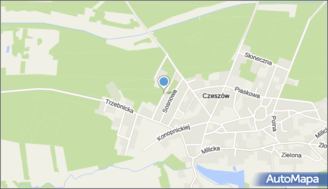 Czeszów, Topolowa, mapa Czeszów