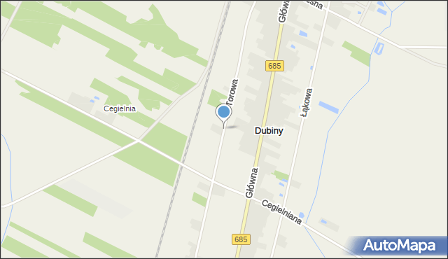 Dubiny, Torowa, mapa Dubiny