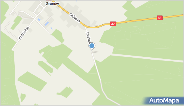 Gronów gmina Dąbie, Torfowa, mapa Gronów gmina Dąbie