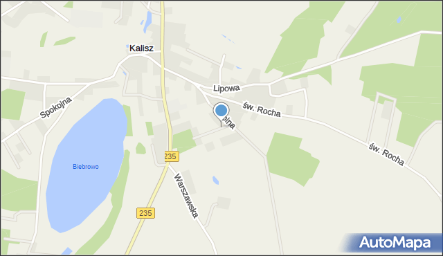 Kalisz gmina Dziemiany, Topolowa, mapa Kalisz gmina Dziemiany