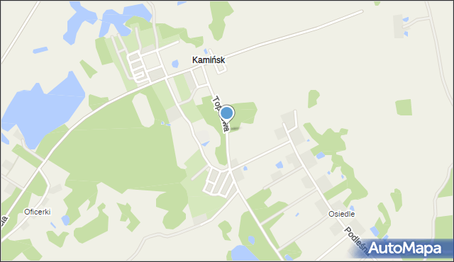 Kamińsk gmina Górowo Iławeckie, Topolowa, mapa Kamińsk gmina Górowo Iławeckie