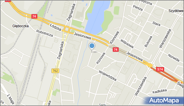 Kielce, Topolowa, mapa Kielc