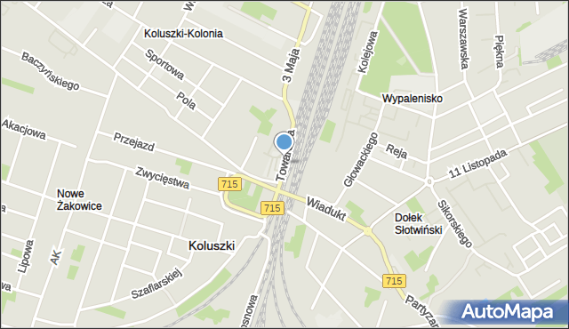 Koluszki, Towarowa, mapa Koluszki