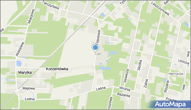 Korzeniówka gmina Tarczyn, Topolowa, mapa Korzeniówka gmina Tarczyn