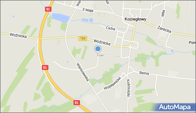 Koziegłowy powiat myszkowski, Topolowa, mapa Koziegłowy powiat myszkowski